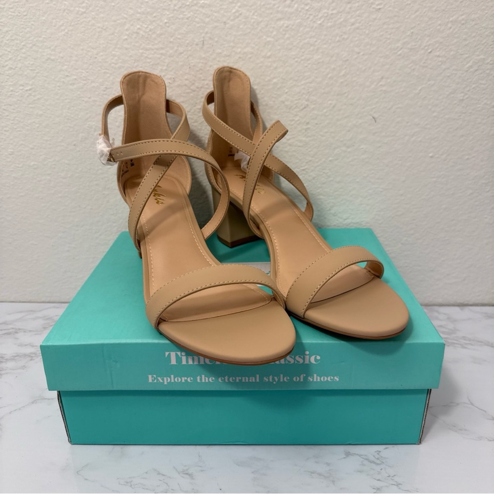 Ankis size 11 Nude Nubuck 2.25Inches Strappy - Block Heels Comfy Grace Sandals